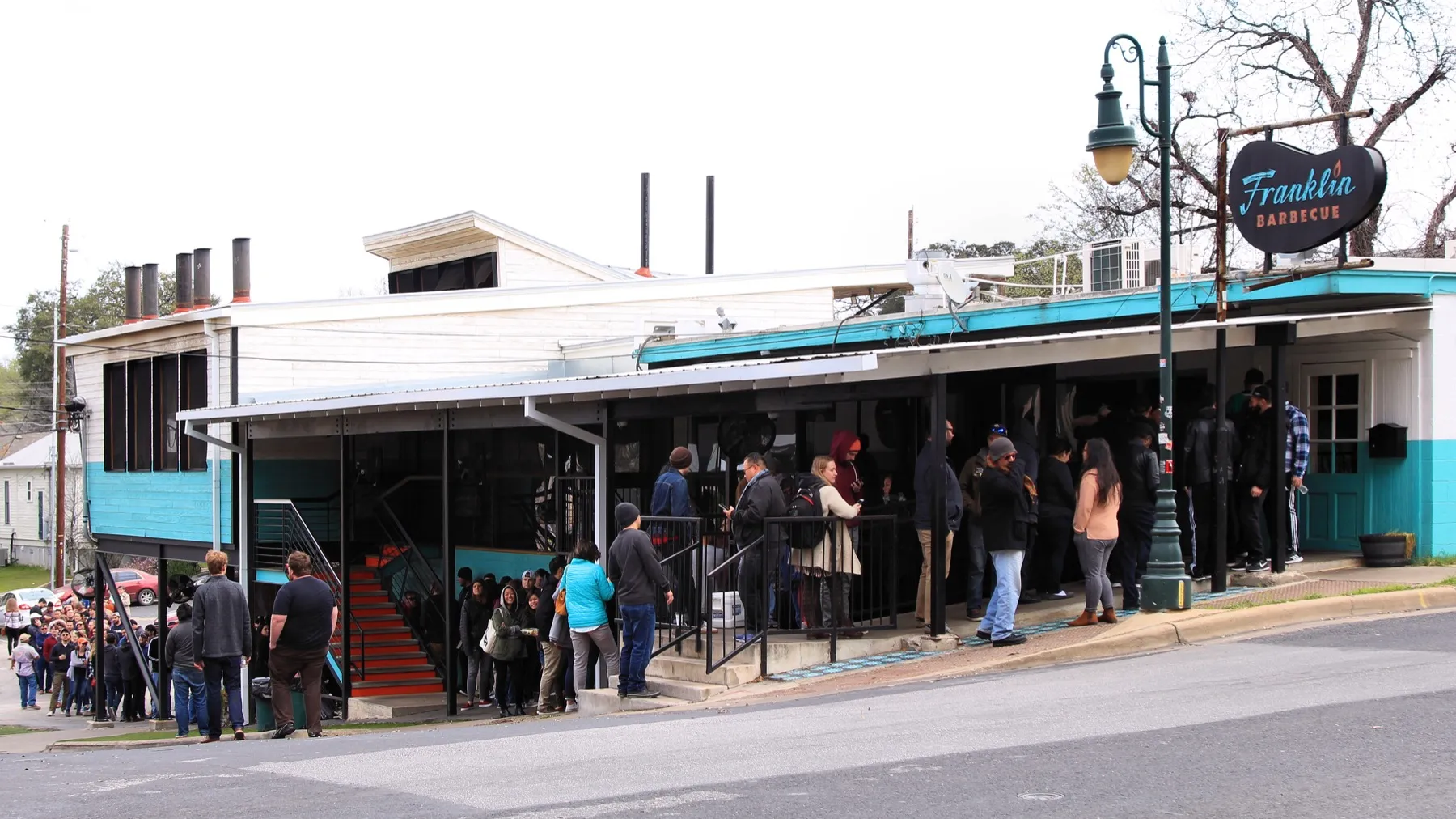 The exterior of Franklin Barbecue on East 11th Street in Austin shortly before opening