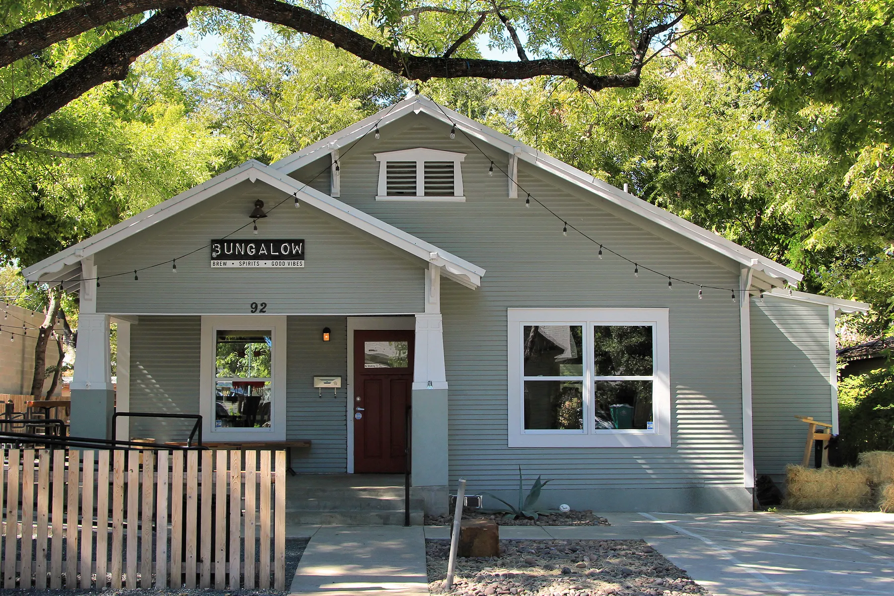A converted bungalow bar on Rainey Street in Austin