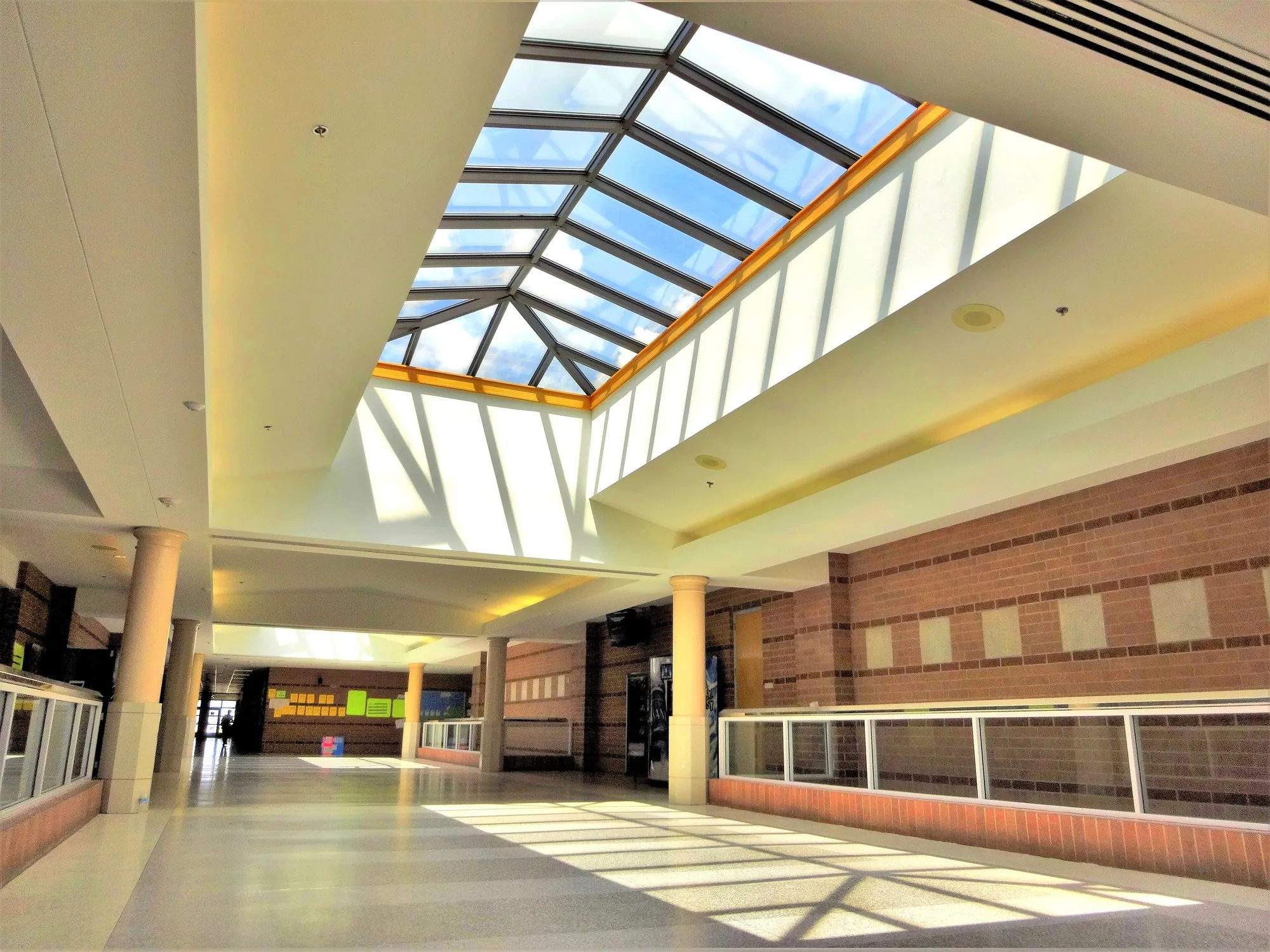 The skylit central hall inside the Yvonne A. Ewell Townview Center