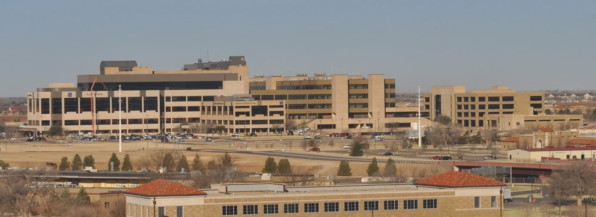 A wide view of the Texas Tech University Health Sciences Center campus in Lubbock