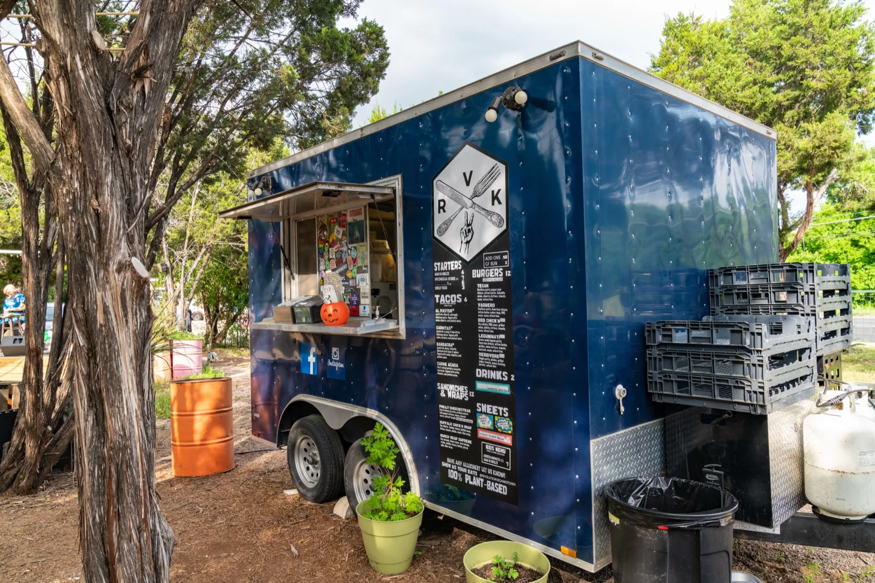 A parked food truck in Austin, Texas