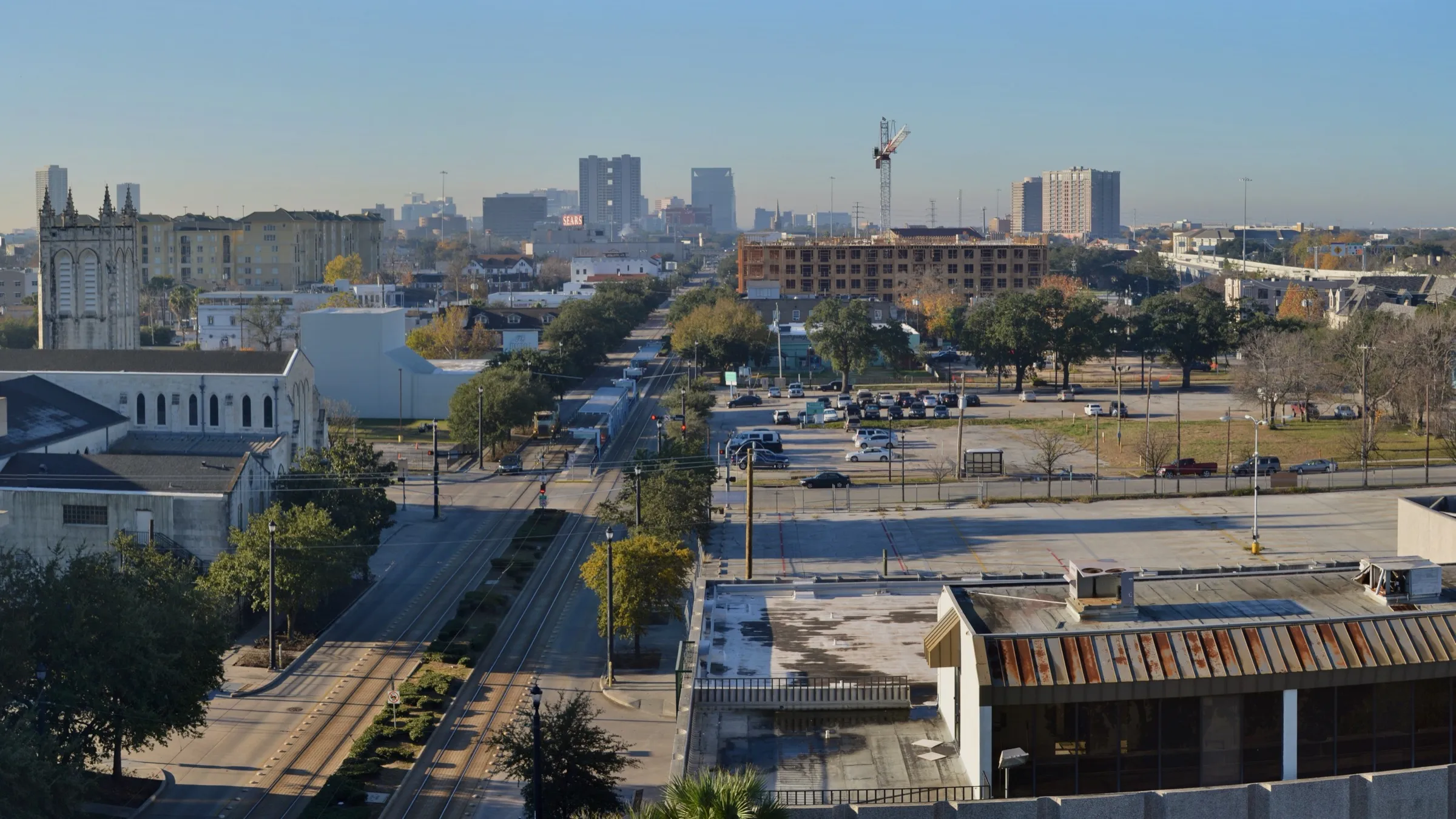A view across Midtown Houston toward the Museum District and the Texas Medical Center