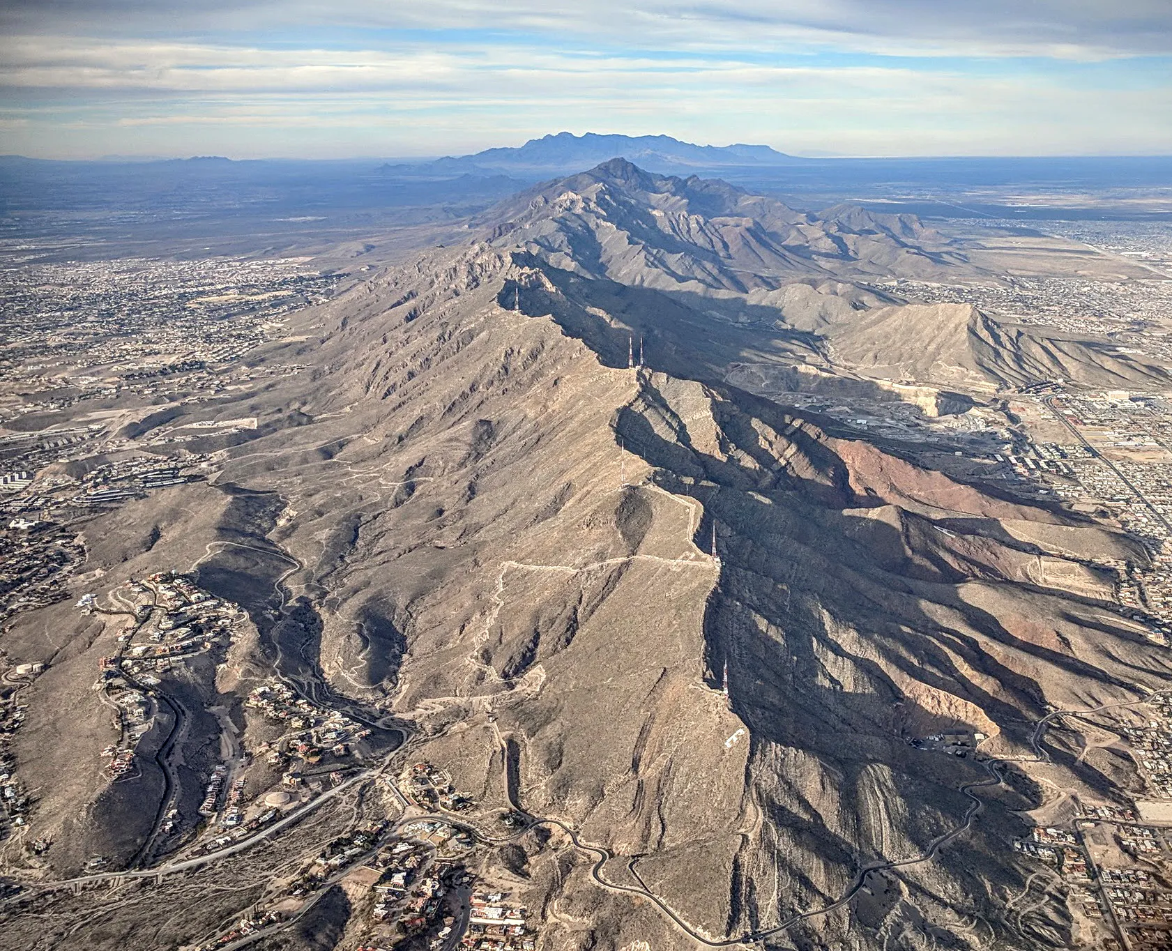 El Paso spread out below the Franklin Mountains, seen from the Scenic Drive overlook