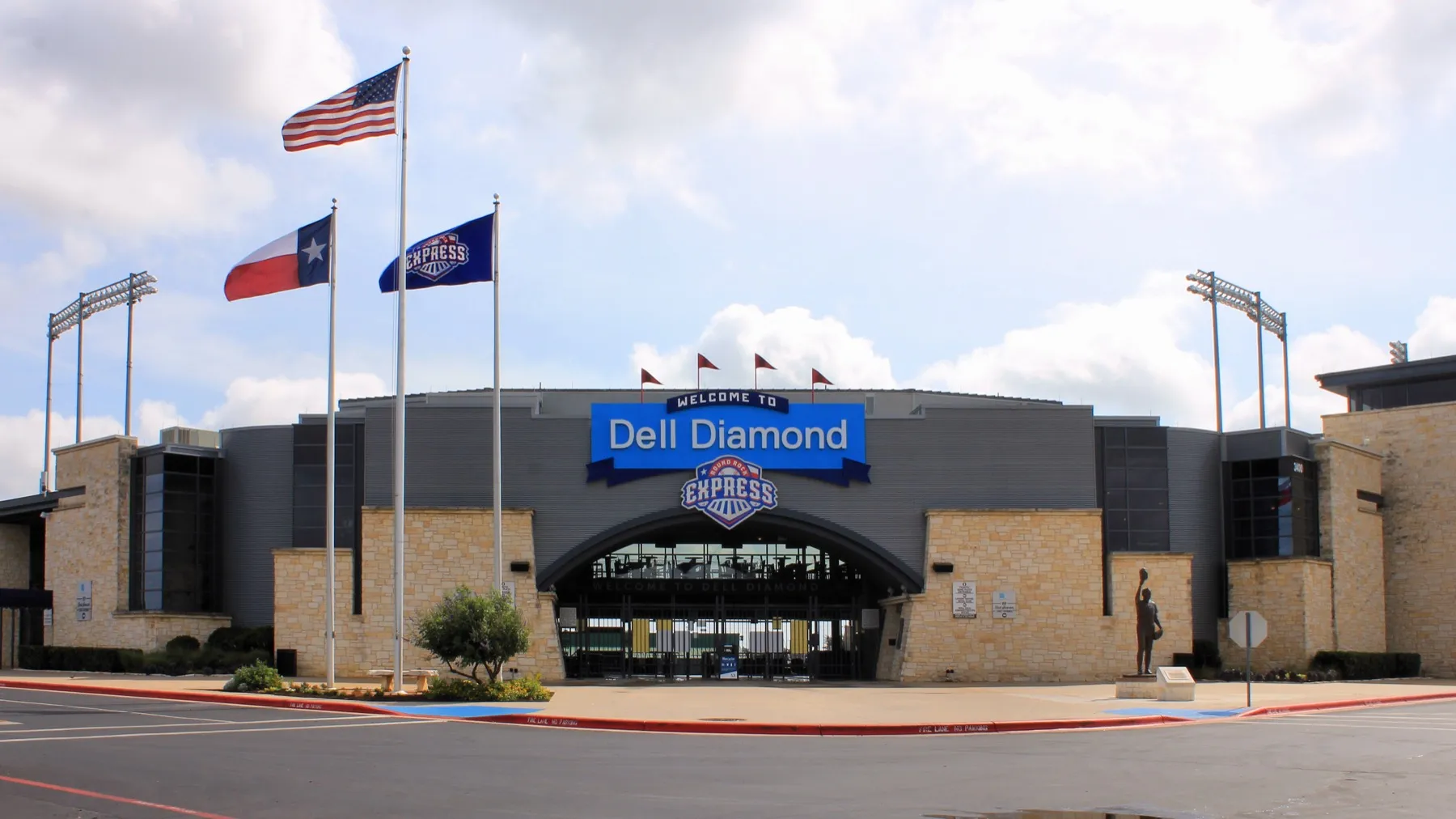 The entrance to Dell Diamond, home of the Round Rock Express, in Round Rock