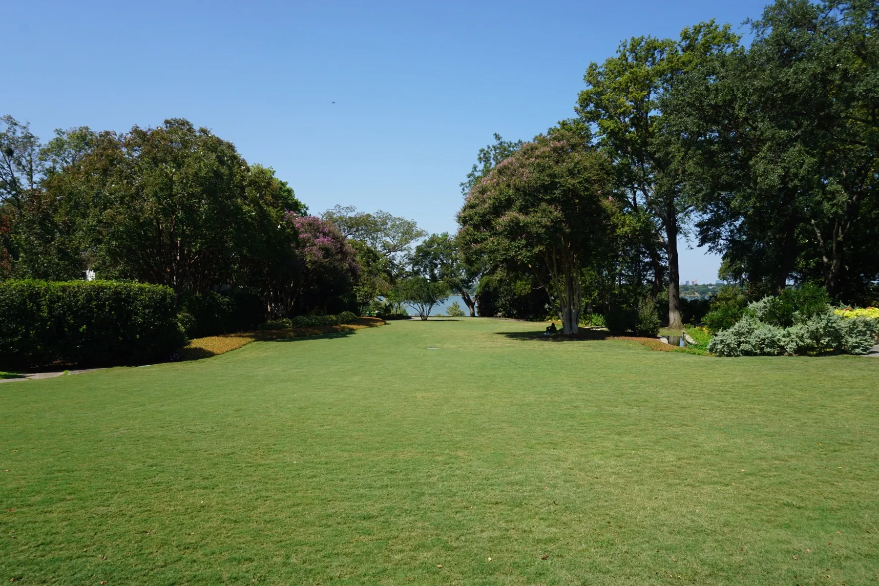 Flower beds in bloom at the Dallas Arboretum and Botanical Garden