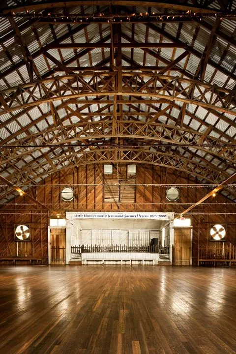 The wooden dance floor inside Anhalt Hall in Comal County, Texas