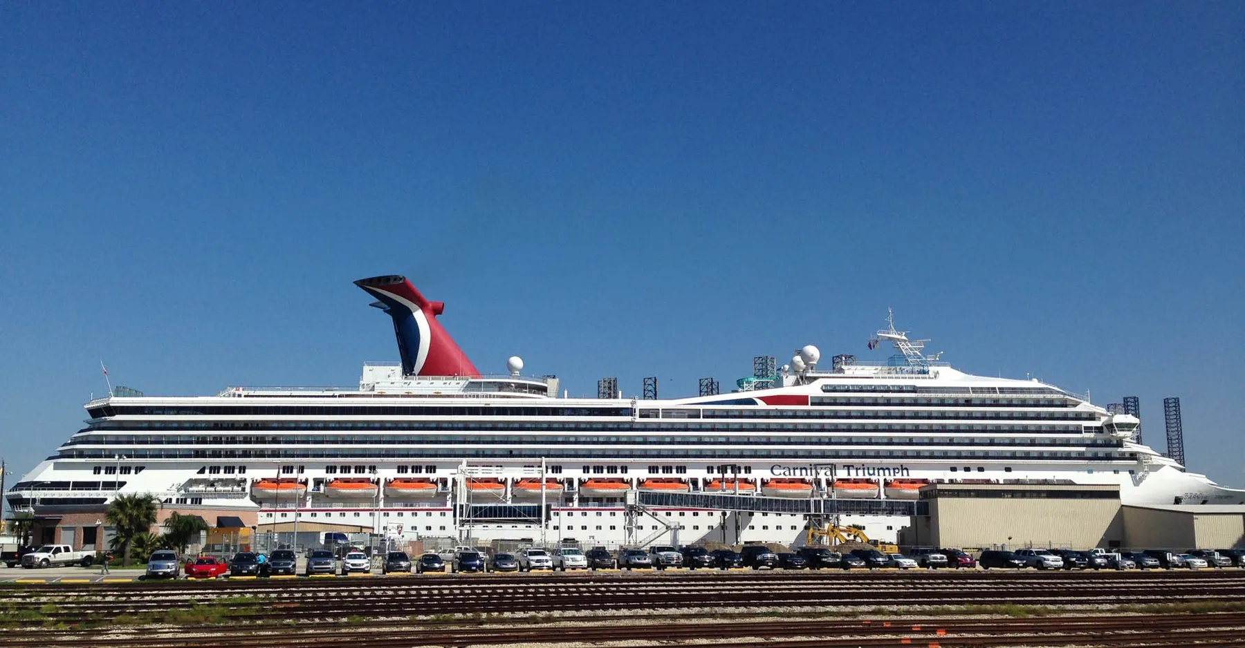 A cruise ship docked at the Port of Galveston