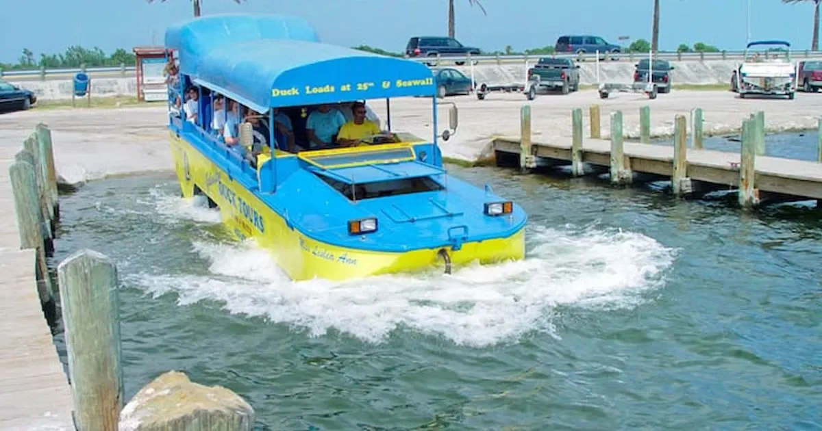 A Galveston Duck Tours vehicle