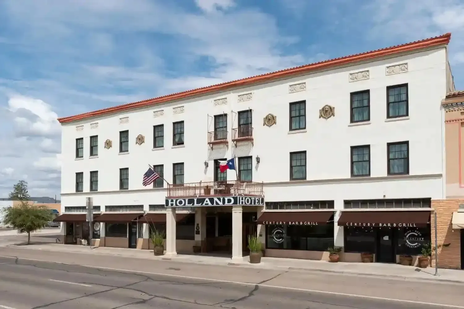 The Holland Hotel exterior in downtown Alpine