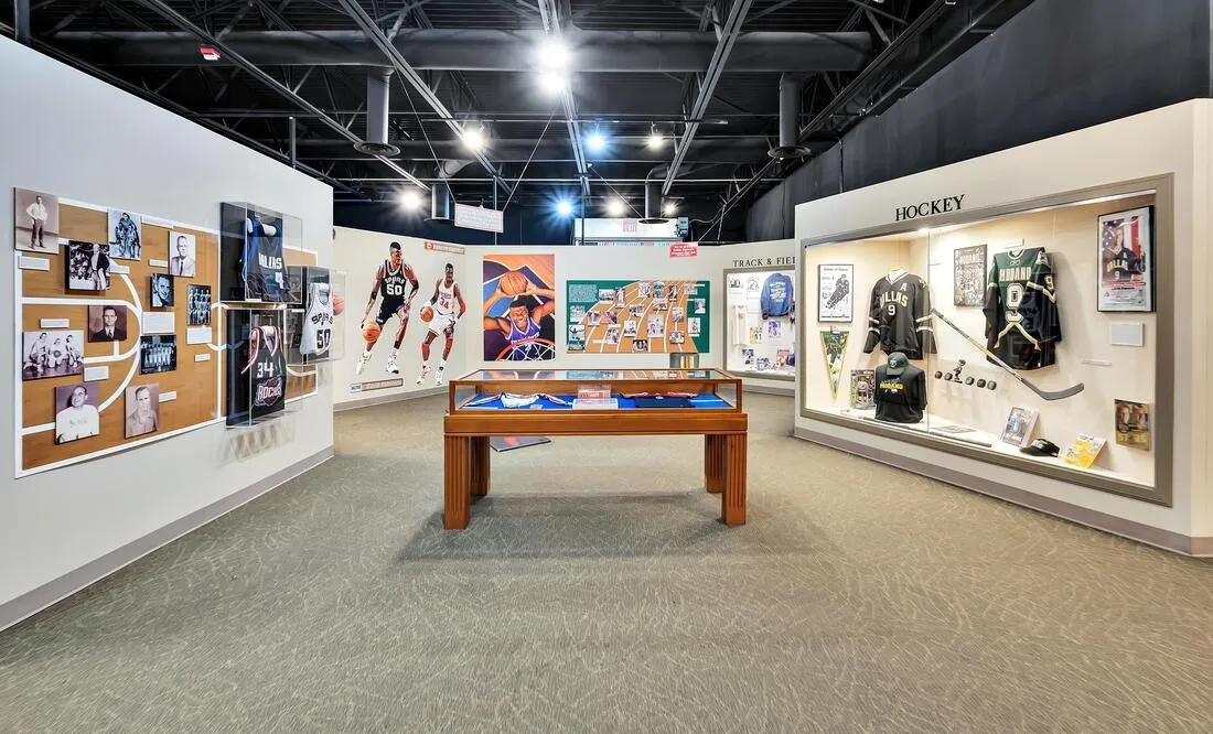 A gallery of exhibits at the Texas Sports Hall of Fame