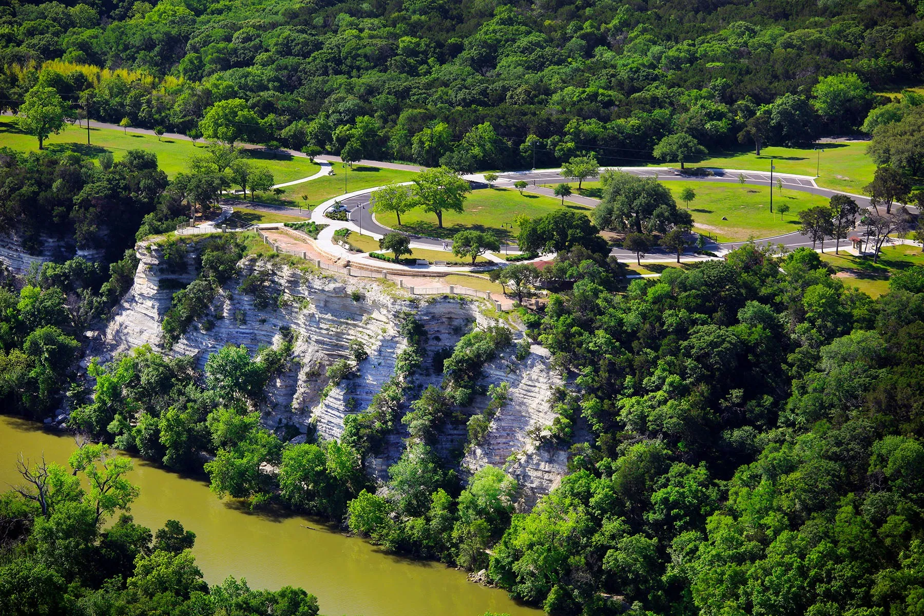The cliffs and riverside paths at Cameron Park