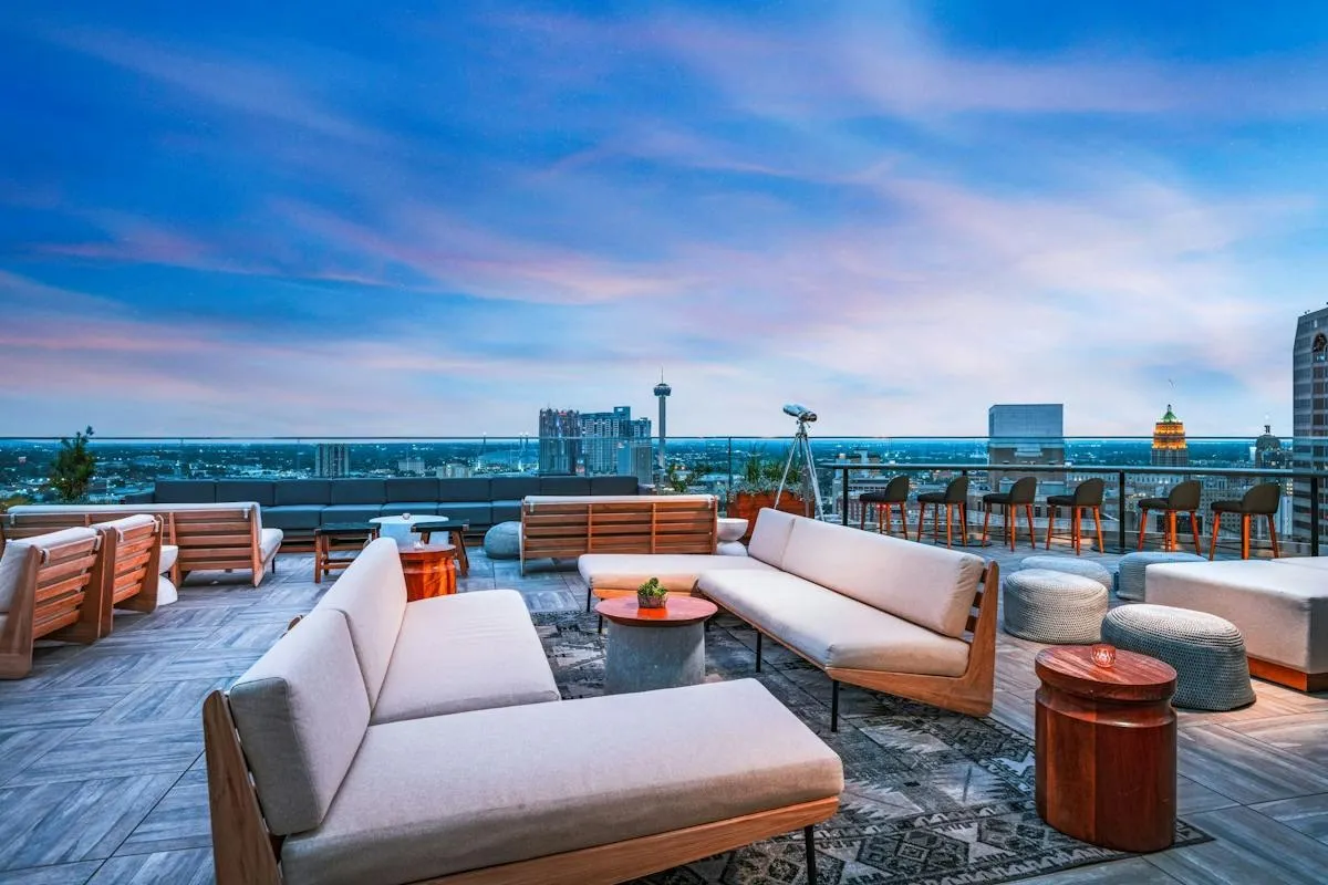 Rooftop seating at The Moon's Daughters