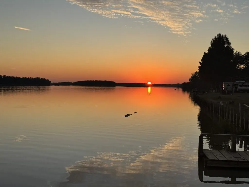 Sunset over Lake Livingston from Outback Campground