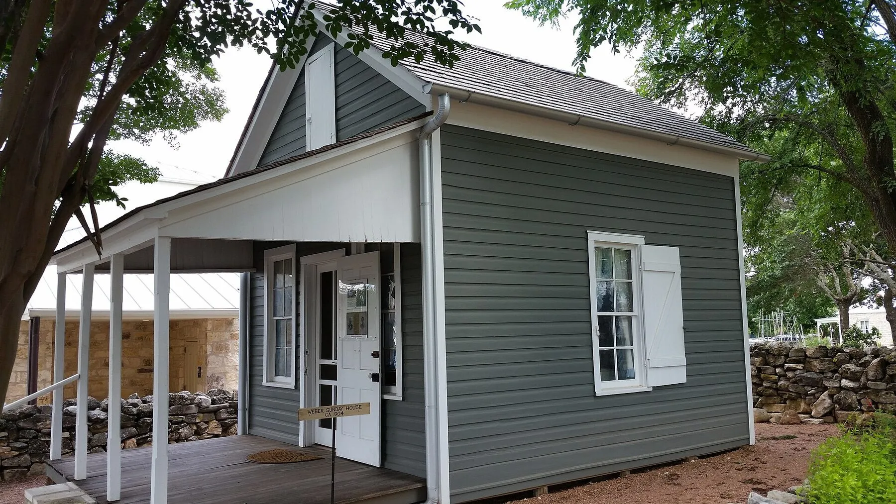 Small white Sunday House on the Pioneer Museum grounds