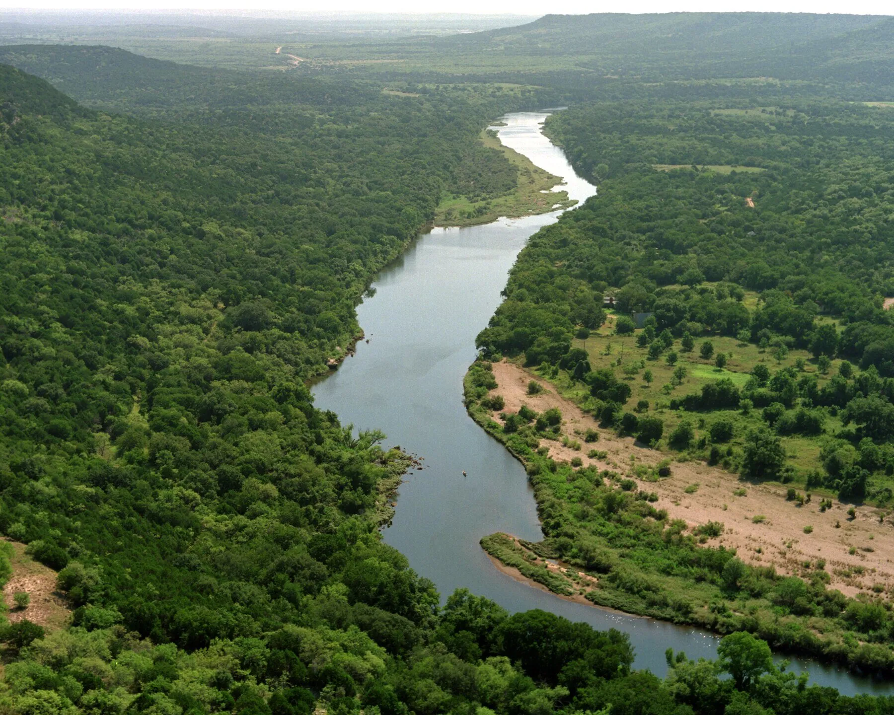 Brazos River and wooded banks in North Texas